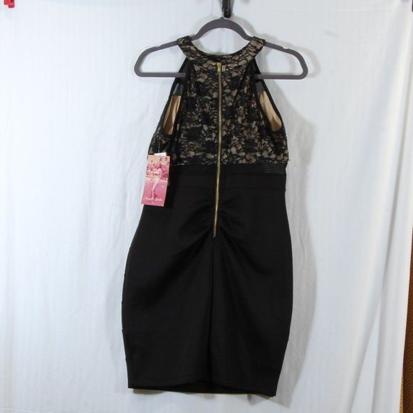 Emerald Sundae Core Social Women's Black Lace Top Cocktail Dress Size Large - Picture 9 of 9